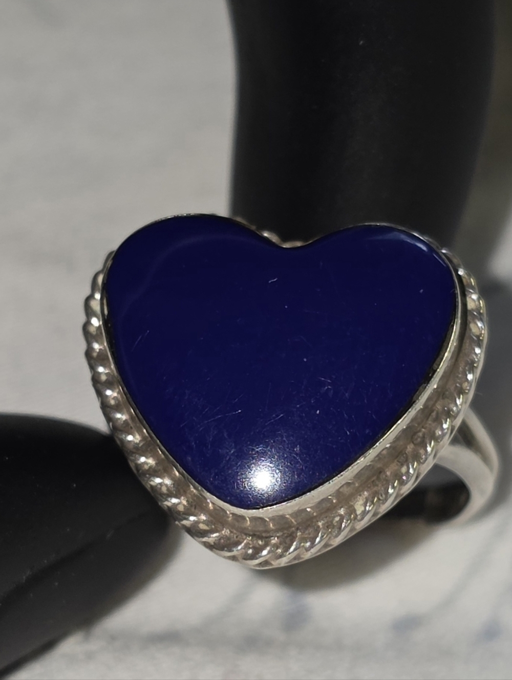 SS lapis lazul heart ring